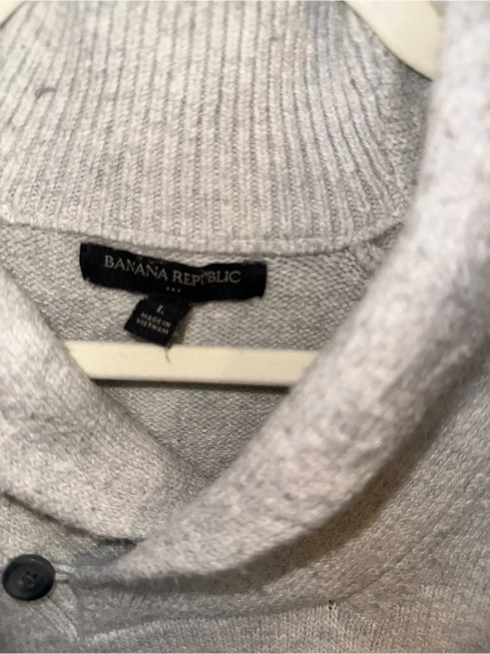 Banana Republic Light Gray Turtleneck Button-Accent Sweater - Men's